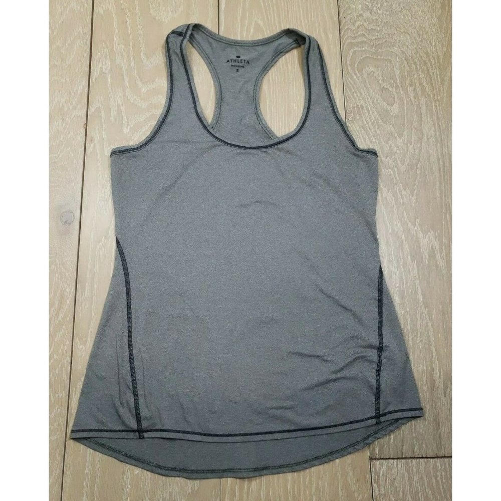 Athleta Heather Grey Gray Chi Tank Racerback Top Women's Small Double Brush Gym